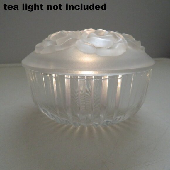 Rose floral lead crystal glass dish with lid Bohemia Vanity Dish - Picture 3 of 16